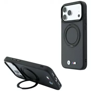 BMW Kevlar Ring Stand 360 MagSafe Case for iPhone 18 Pro / 17 Pro, charcoal