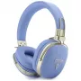 Guess Grained Triangle Gold Logo Bluetooth ENC On-Ear Headphones, blue