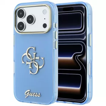 Guess IML 4G Script Metal Case for iPhone 18 Pro Max / 17 Pro Max, light blue