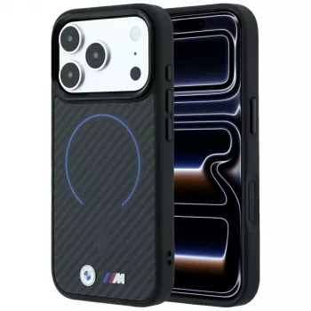 BMW M Kevlar Blue Print Ring MetalLogo MagSafe Case for iPhone 18 Pro / 17 Pro, Black