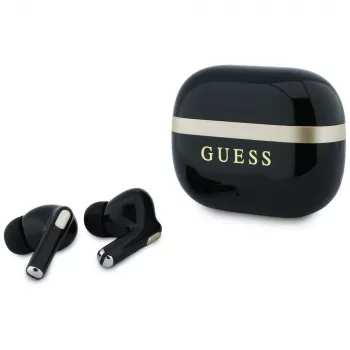 Guess Glossy Gold LinePrinted Classic Logo TWS headphones, black