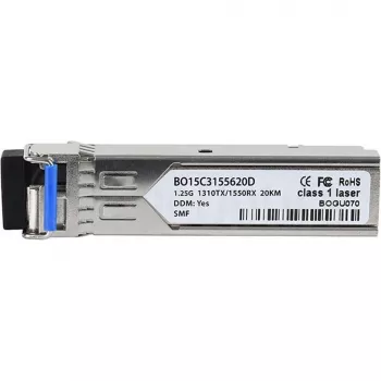 BlueOptics SFP-BXU35-20KM-RW-BO SFP transceiver, compatible with Radware SFP-BXU35-20KM, LC simplex, 1000BASE-BX-U, singlemode, TX 1310 nm/RX 1550 nm, 20 km