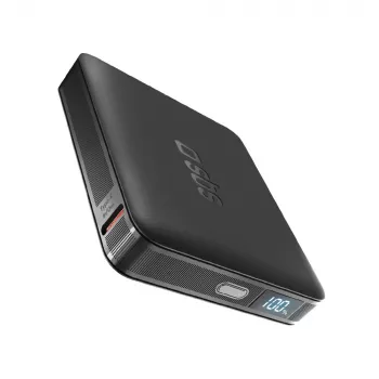 SBS HD 10W 5000mAh USB-C Power Bank with LCD Display, Black