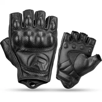 Rockbros 16220006003 Faux Leather Motorcycle Gloves, Size L, Black