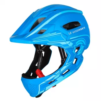 Wozinsky Children's Full-Face Cycling Helmet with USB Rear Light, Size S (52-56 cm), Blue