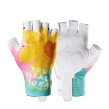 Rockbros S389 Women's Short-Finger Cycling Gloves with Shock Absorption, Size L, Multicolour