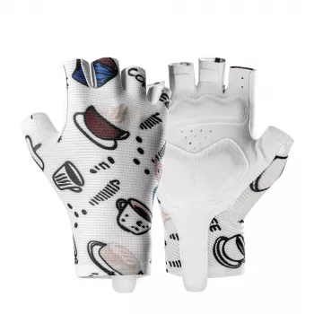 Rockbros S389 Women's Short-Finger Cycling Gloves with Shock Absorption, Size L, White