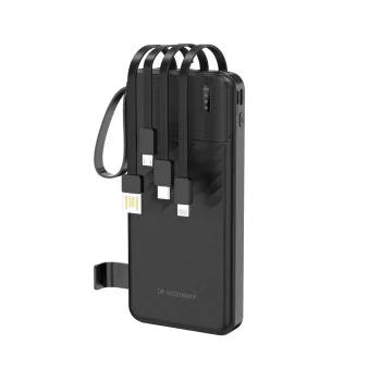 Wozinsky W11-B 10000mAh 10W power bank with integrated cables and torch, black