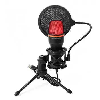 Wozinsky WM-W111 Wired Studio Gaming Microphone with Stand and RGB Backlight, Black