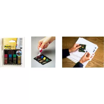 3M Post-it Index Mini Dispenser, 12 x 43 mm, 4 Colours x 35 Flags