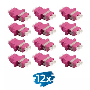 LogiLink FA02LC8 Fibre Optic Adapter LC Duplex, 12 Pieces, with Flange, Purple