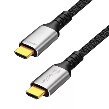 LogiLink CH0121 HDMI Cable, A/M to A/M, 8K/60 Hz, 48 Gbps, Metal, Nylon, Black/Grey, 1 m