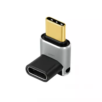 LogiLink AU0063 USB 4 Type-C Adapter 90° U/D, C/M to C/F, 40 Gbps, 240 W, 8K/60 Hz, Metal, Silver