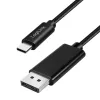 LogiLink CUA0131 USB 3.2 Gen2 Type-C Cable, C/M to DP/M, 8K/60 Hz, Nylon, Metal, Black, 2 m