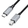 LogiLink CU0515 USB 2.0 Type-C Cable, C/M to B/M, 480 Mbps, Nylon, Metal, Black/Silver, 2 m