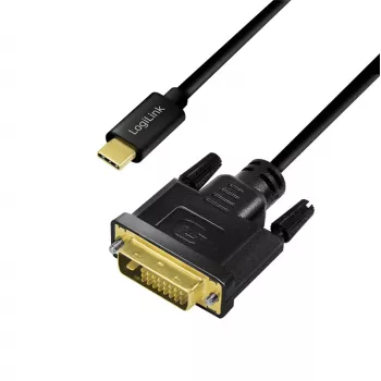 LogiLink UA0474 USB 3.2 Gen1 Type-C Cable, C/M to DVI-D/M, 1080p/60 Hz, Black, 3 m