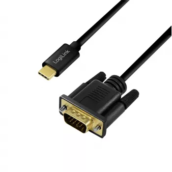LogiLink UA0476 USB 3.2 Gen1 Type-C Cable, C/M to VGA/M, 1080p/60 Hz, Black, 3 m