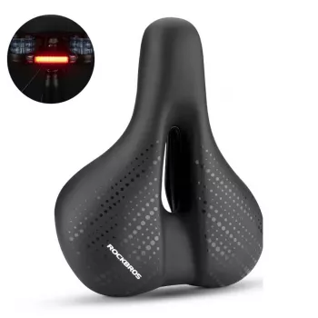 Rockbros 38218916002 MTB Bicycle Saddle with Light, Black