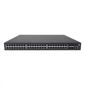 LevelOne GTP-5271DP Managed L3 PoE+ Switch, 48 x Gigabit PoE, 4 x 10G SFP, 400 W, 19 inch